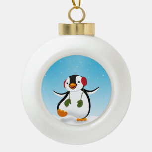 Cute Funny Winter Penguin Keramische Bal Ornament