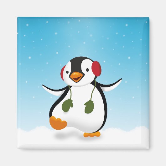 Cute Funny Winter Penguin Magneet (Voorkant)