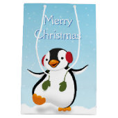 Cute Funny Winter Penguin Medium Gift Bag Cadeauzakje (Achterkant)