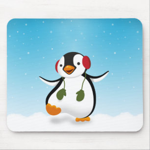 Cute Funny Winter Penguin Muismat