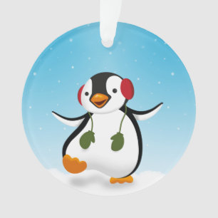 Cute Funny Winter Penguin Ornament