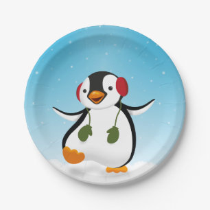 Cute Funny Winter Penguin Papieren Bordje