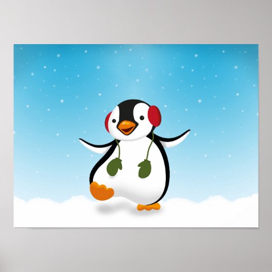 Cute Funny Winter Penguin Poster (Voorkant)