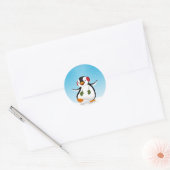 Cute Funny Winter Penguin Ronde Sticker (Envelop)