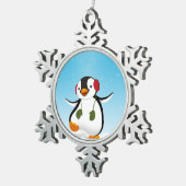 Cute Funny Winter Penguin Tin Sneeuwvlok Ornament (Rechts)