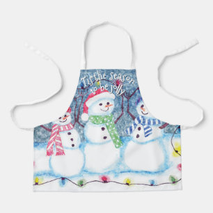 Cute Funny Winter Season Snowmen Waterverf Art Schort