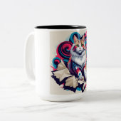 Cute Furry Cat Tweekleurige Koffiemok (Voorkant links)