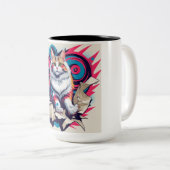 Cute Furry Cat Tweekleurige Koffiemok (Voorkant rechts)