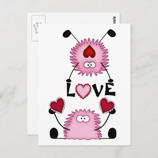 Cute Fuzzies, Coeurs et Carte Postale Amour (Devant / Derrière)
