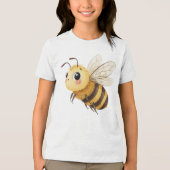 Cute Fuzzy Bumblebee Illustration Tri-Blend Shirt (Voorkant)