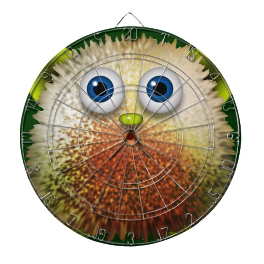 Cute Fuzzy Cartoon Character Art voor All Dartbord (Voorkant)