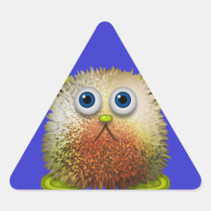 Cute Fuzzy Cartoon Character Art voor All Driehoek Sticker