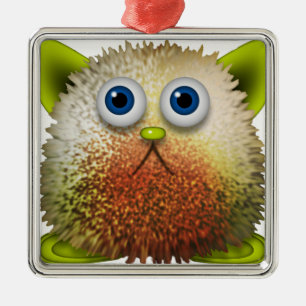 Cute Fuzzy Cartoon Character Art voor All Metalen Ornament