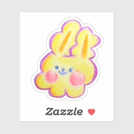 Cute fuzzy party yellow bunny sticker (Vel)