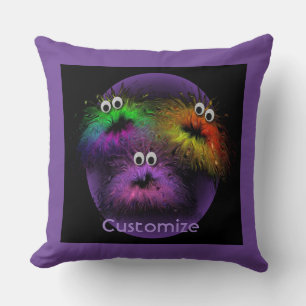 Cute Fuzzy Rainbow Critters Paars Sierkussen