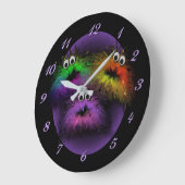 Cute Fuzzy Rainbow Critters Wall Clock Grote Klok (Hoek)