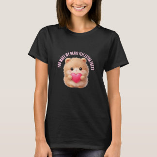 Cute Fuzzy Valentine Character Holding Heart T-shirt