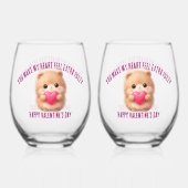 Cute Fuzzy Valentine  Wijnglas Zonder Voet (Achterkant)