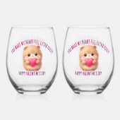 Cute Fuzzy Valentine  Wijnglas Zonder Voet (Voorkant)