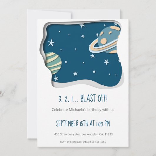 Cute Galaxy met Planets First Birthday Kaart (Voorkant)