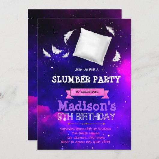 Cute galaxy somptueuse invitation (Devant / Derrière)