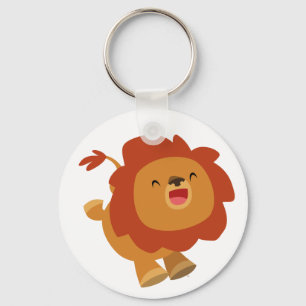 Cute Gamboling Cartoon Lion Sleutelhanger