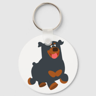 Cute Gamboling Cartoon Rottweiler Sleutelhanger
