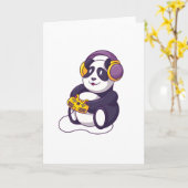 Cute Gamer panda Gaming Design Kaart (Gele Bloem)