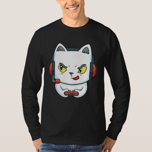 Cute Gaming Cat Video Game T-shirt (Voorkant)