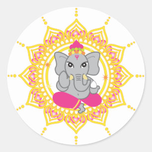 Cute Ganesha-labels Ronde Sticker