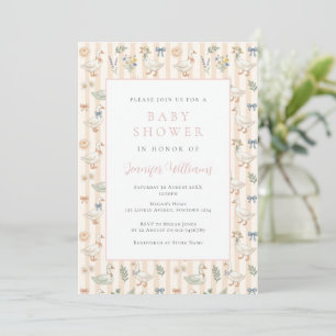 Cute Gans Streep Babyshower Uitnodiging
