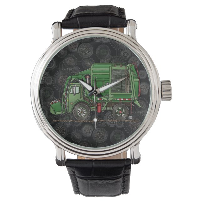 Cute Garbage Truck Trash Truck Horloge (Voorkant)