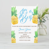Cute garçon ananas baby shower tropical invitation (Debout devant)