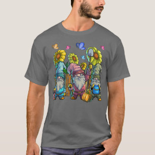Cute Garden Gnomes met Butterfly Sunflower Garde T-shirt
