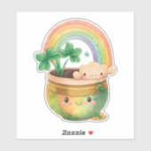 Cute Garden Planter met regenboog en klaver Sticker (Vel)