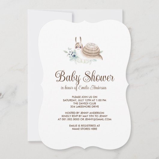 Cute Garden Snail Cinnamon Bun Party Invitation (Devant)