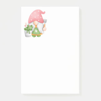 Cute Gardener Green Pink Waterverf Garden Gnome Post-it® Notes