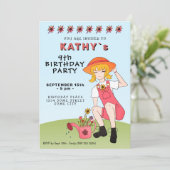 Cute Gardening Girl met Flowers Birthday Kaart (Staand voorkant)