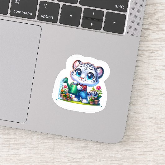 Cute Gardening Snow Leopard Stickers (Détail)