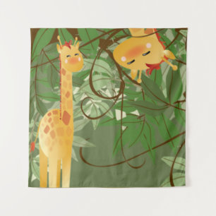 Cute Gariffe Oerwouden Dieren q Tapestry Wandkleed