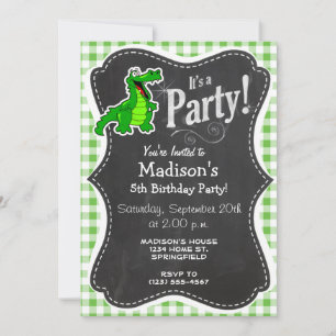 Cute Gator Green Gingham Kaart