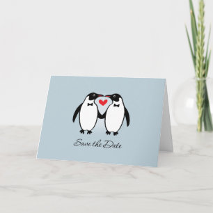 Cute Gay Penguins Wedding Save the Date Aankondiging