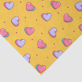 Cute Geel Valentijnsdag Hart Doodle Patroon Tissuepapier (Detail)