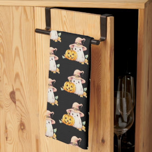 Cute Geest Heksenhoed Pompoen Patroon Halloween Theedoek