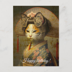 Cute geisha cat. Personaliseren. Briefkaart