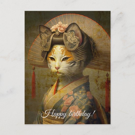 Cute geisha cat. Personaliseren. Briefkaart (Voorkant)