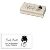 Cute Geisha Girl Adres Rubberstempel (Gestempeld)