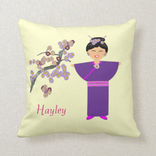 Cute Geisha Girl Blossom Personalized Pillow Kussen