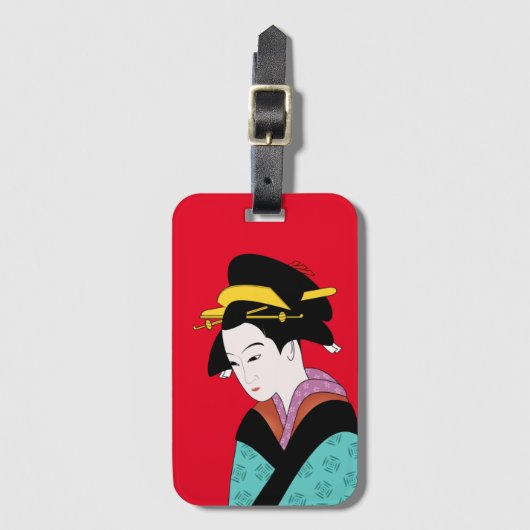 Cute Geisha Japanse kunst Bagagelabel (Voorkant (verticaal))