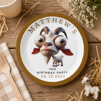 Cute geit Boerderijdieren 2de verjaardagsfeest Papieren Bordje